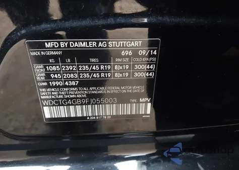 2015 Mercedes-Benz Gla 250 4Matic z USA, uszkodzony, nr VIN WDCTG4GB9FJ055003